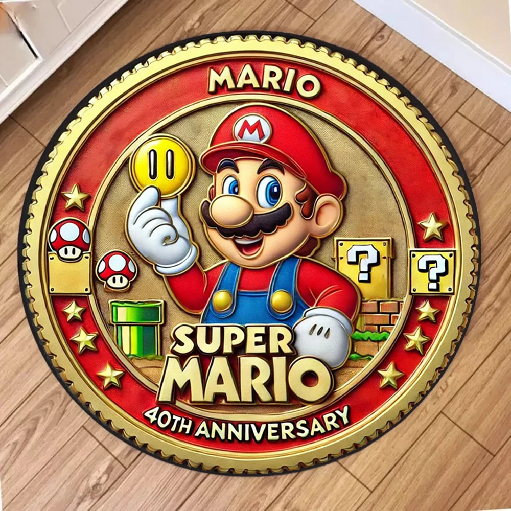 MINISO انمي ياباني سوبر ماريو السجاد الكلمة حصيرة الزحف لينة البساط الأطفال لعبة مستديرة عدم الانزلاق السجاد ديكور غرفة نوم المنزل