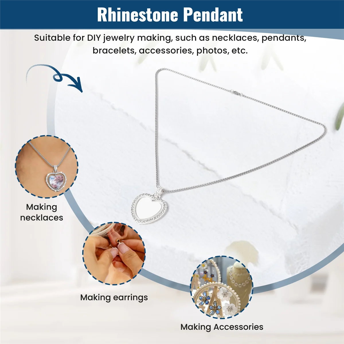 

A06K, 24 шт., набор подвесок в виде сублимационных лотков со стразами, 6 пустых лотков с рамкой, 6 цепочек с 12 дисками, стиль сердца