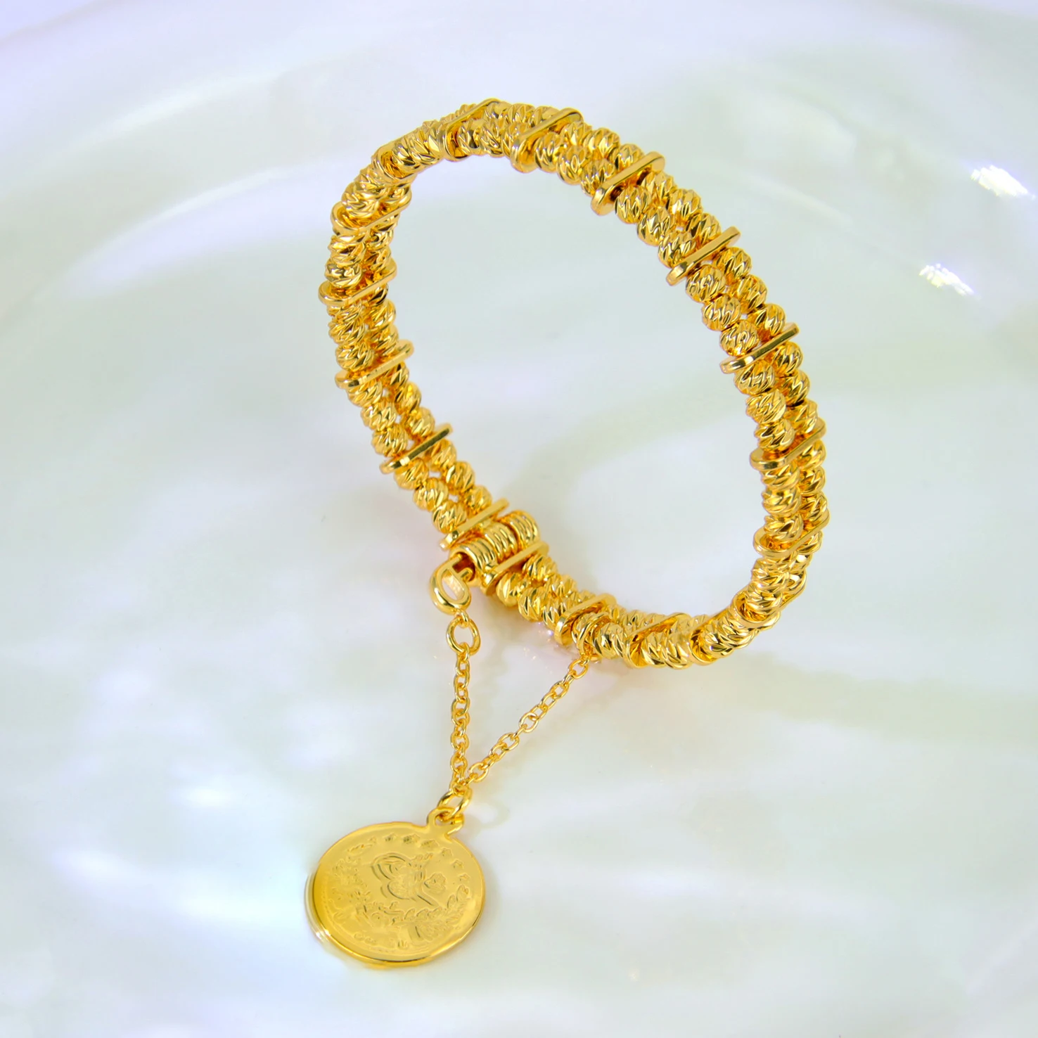 Arabische Mode-Perlenarmband 24k Vergoldet Äthiopischer Brautschmuck Manschetten-Armreif Oman Muslimische Frauen Vintage-Schmuck – Detail 11