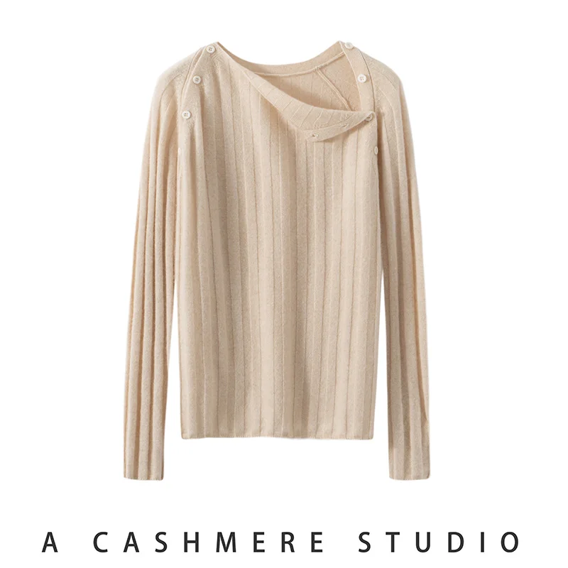 100% kasjmier damestrui herfst/winter nieuwe collectie dames O-hals gebreide capuchon warm en modieus Koreaanse versie top