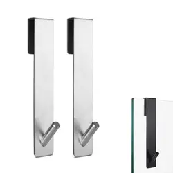 Bathroom Shower Room Glass Partition Screen 304 Stainless Steel Long Hook Simple Hole Free Rack Kitchen Storage Accessories