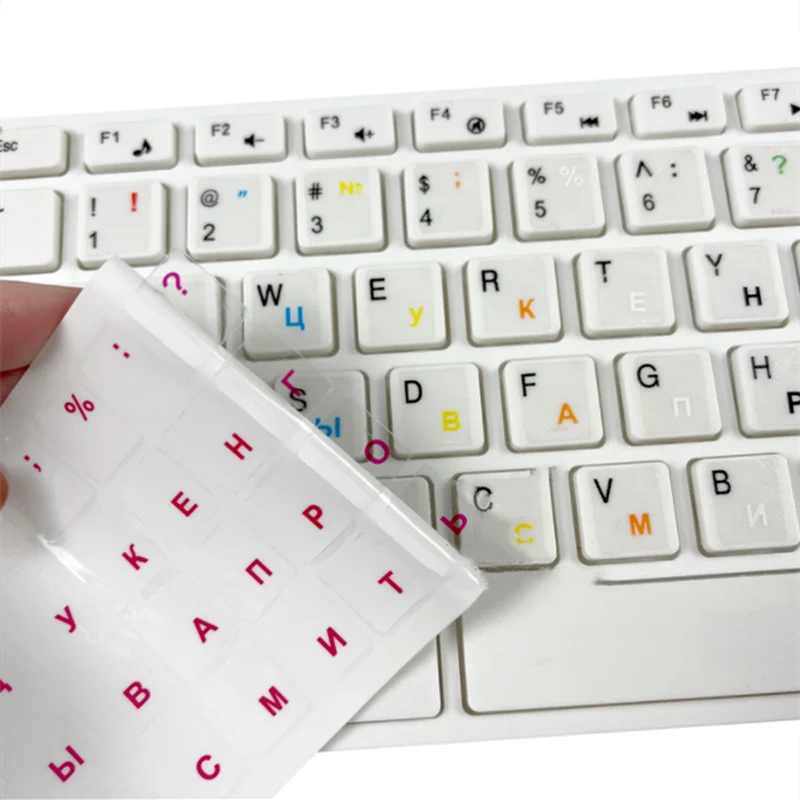Russische transparente Tastaturaufkleber, Sprache, Alphabet, schwarz-weißes Etikett für Computer, PC, Staubschutz, Laptop-Zubehör – Detail 2