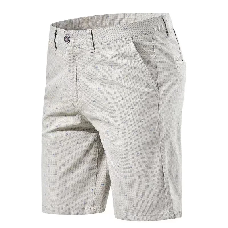 Bermuda Shorts Summer Cotton Middle Waist Male Casual Stretch Classic Fit Printed Beach Short Homme