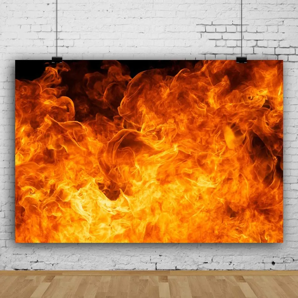 Roaring Flame Backdrop Decor Passion Black Photography Background Bonfire Party Activities Birthday Party Baby Children Adults