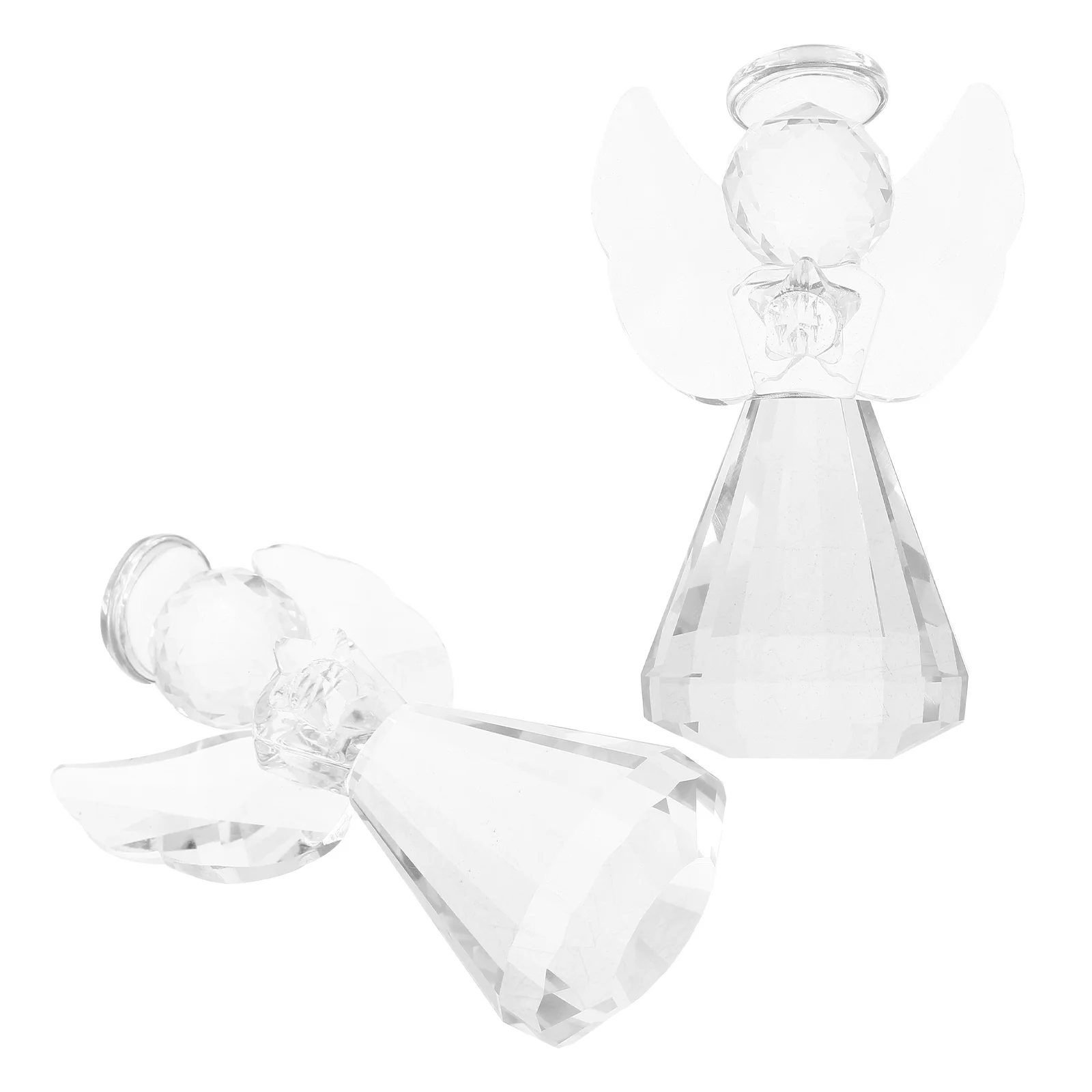 

2Pcs Crystal Angel Figures Clear Decorative Ornaments Home Garden Statue Desktop Decor Crystals Angel Small Angels