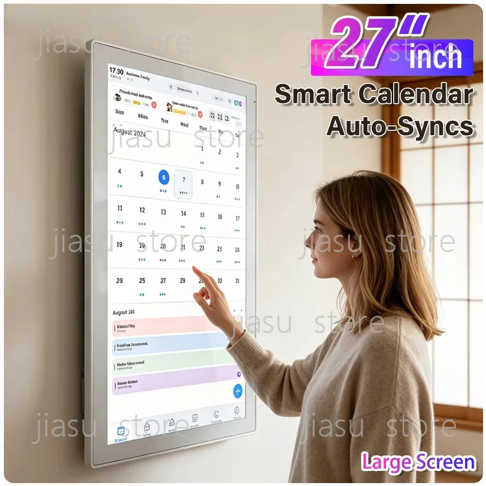 Smart Digital Calendar 27inch Large Screen Family Planner Electronic Chore Chart Interactive Touchscreen Wall & Desk Mountable