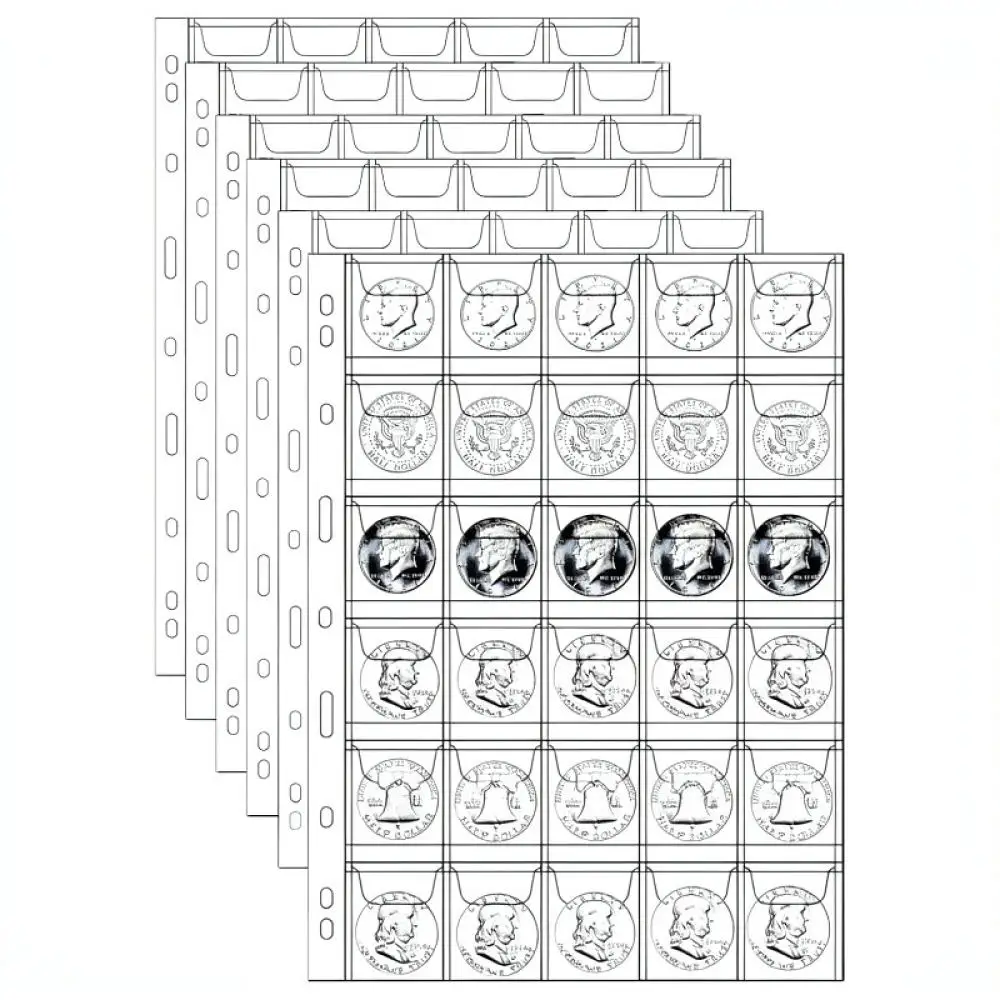 Professional Coin Storage Pages High Clarity PVC Binder Refill Sleeves Nine Hole Currency Organizer For Collection
