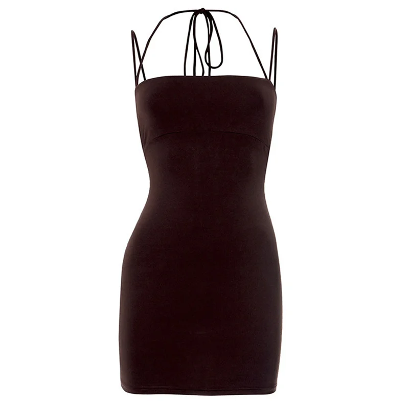 ABRT-여성 Bodycon 드레스 리브 짧은 미니 드레스 파티 클럽 드레스 타이트 스파게티 스트랩 여름 캐주얼 드레스