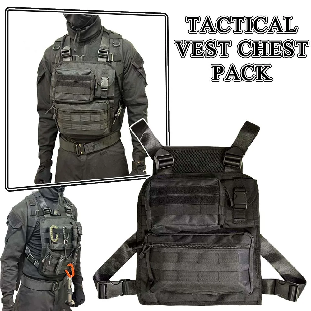 

Tactical Vest Chest Pack Hunting Hiking Chest Accessory Pack Multi-Pocket Outdoor Combat Bag For Airsoft Paintball Shooting Use