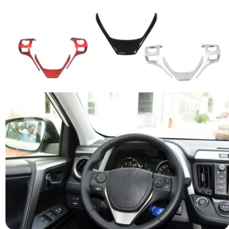 

For Toyota RAV4 2016 2017 2018 Car Cover ABS Plastic Steering Wheel Interior Kit Switch Trim Frame Hoods Part Moulding