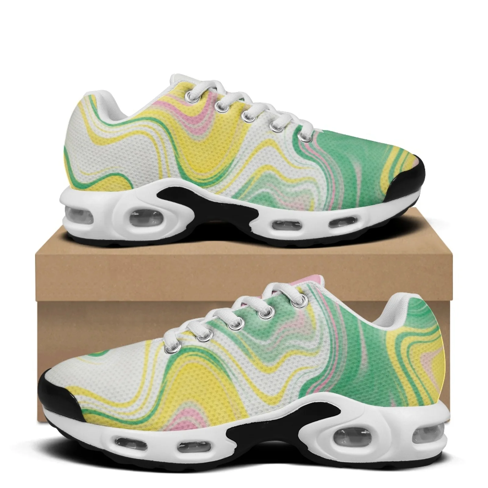 XIXIRIMIDO Colorful Air-Cushioned Sneakers Women's Running Shoes Men's Commuter Shoe Lightweight Breathable Soft Comfortable