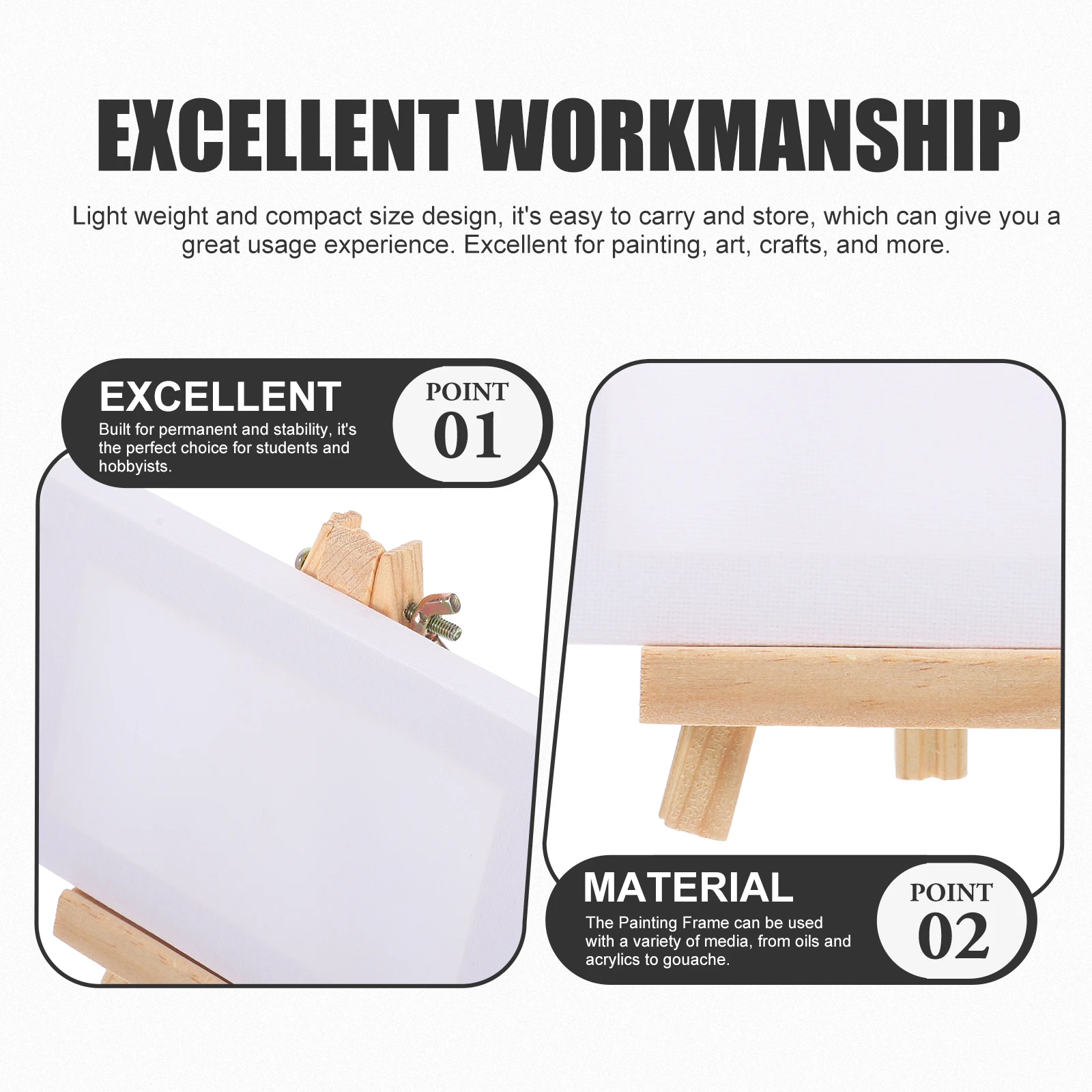 2Sets Wooden Easel Mini Painting Frame Compact Stable for Students Artists DIY Canvas Holder Painting Stand Small Easel