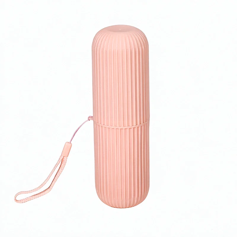 Portable Striped Travel Toothbrush Cup Multifunctional Toothpaste Storage Box Mouthwash Cup Camping Trip Wash Cup Organizer