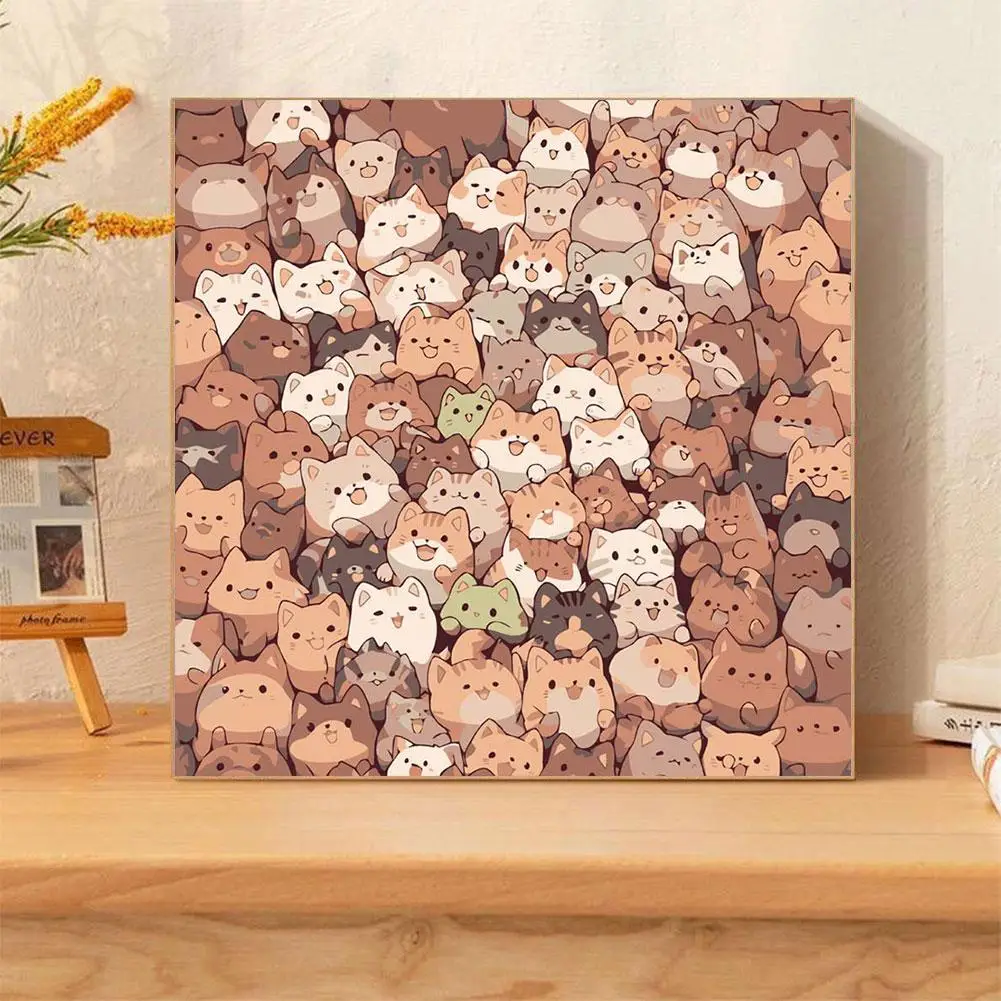 New Creative Cute DIY Digital Oil Painting Cat Puppy Hand-painted Filled Oil Painting For Home Deracation I6P6