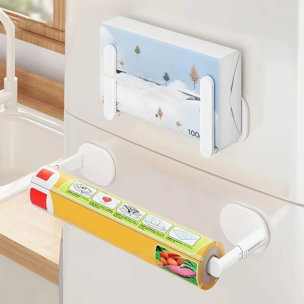 2Pcs Magnetic Paper Towel Holder Stable Creative Hat Storage Holder Wall Mount Stretchable Roll Paper Hanger Bathroom