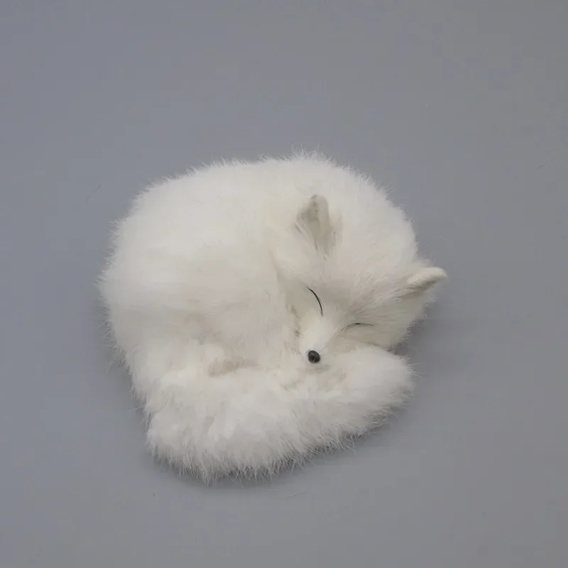 Simulation Foxes Figures Toy Realistic Sleeping Fox Plush Fur Animal Doll Photography Props Home Decor Ornaments Crafts