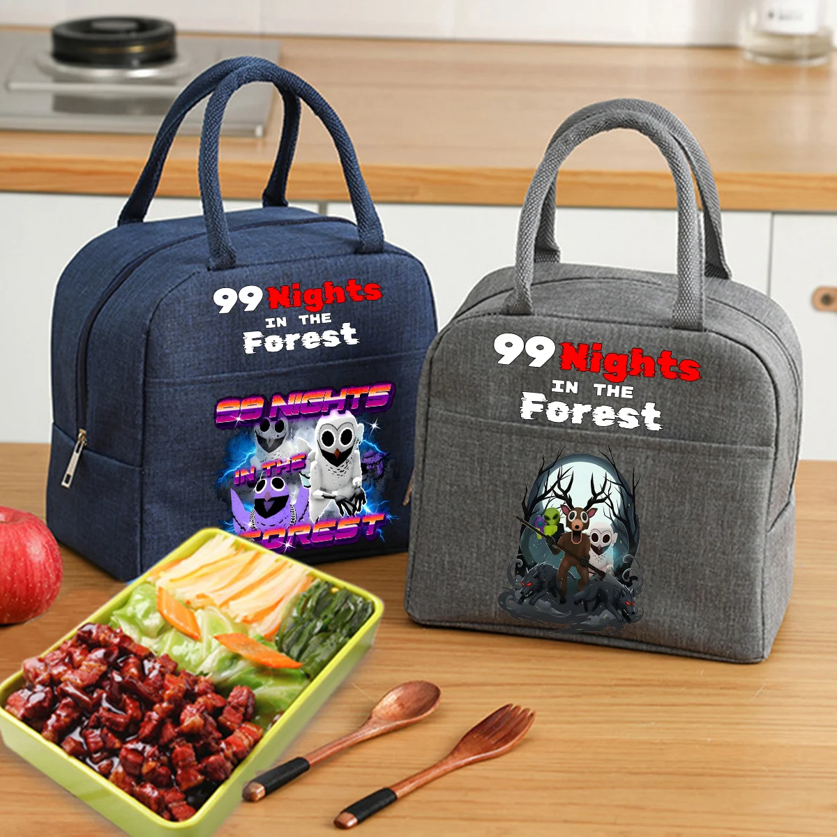 

99 Nights in The Forest Lunch Bag Anime Portable Children Meal Bag Trip Lunch Picnic Dinner Cooler Warm Food Meal Bag Home Gift