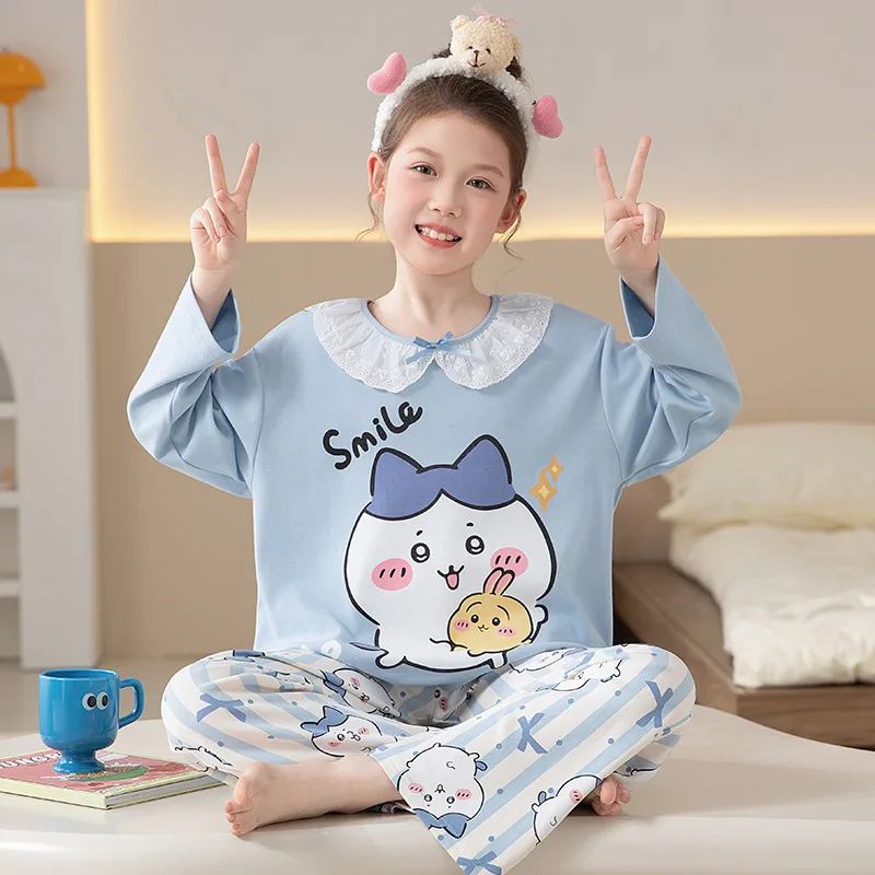 

Осень-зима 2022, новый сезон, детская повседневная женская домашняя одежда из чистого хлопка с длинными рукавами в стиле принцессы с милыми героями мультфильмов