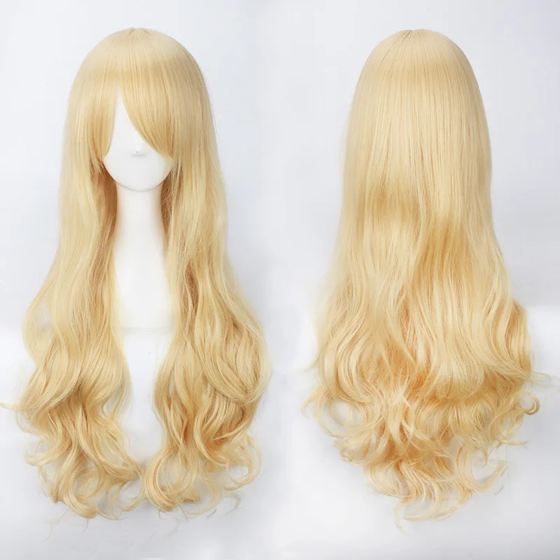 

80cm Blonde Long Wig Cosplay Costume Heat Resistant Synthetic Hair Women Wigs