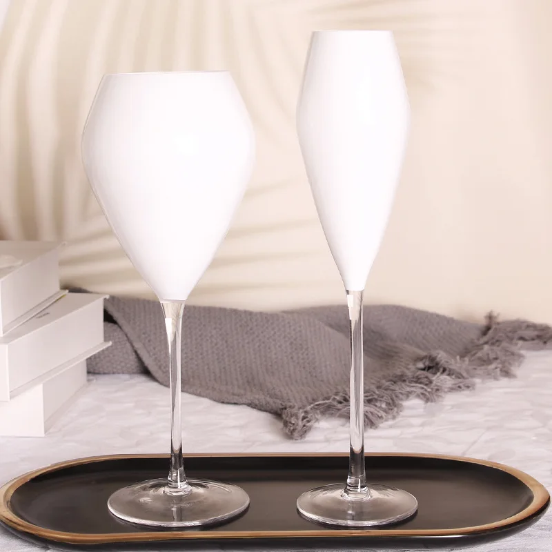 White Crystal Glass Blind Wine Glasses Set, Decoration Furniture Ornaments, Decoration Cups, Red Wine Glasses, Wholesale, 2Pcs