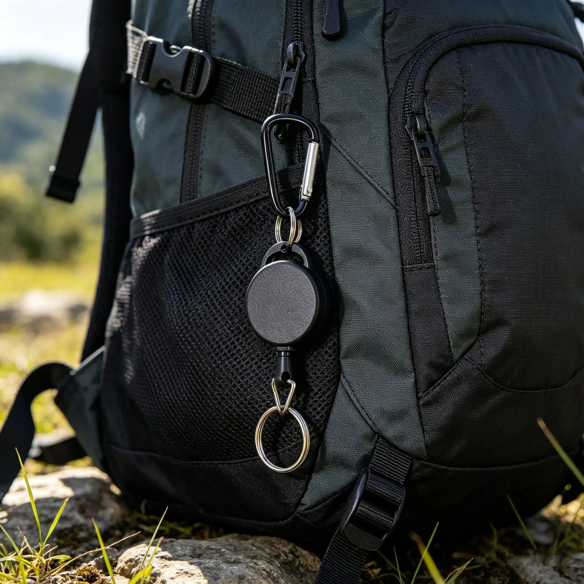 Einziehbarer Schlüsselanhänger-Ausweishalter mit Clip, leicht ausziehbare Schnalle, elastisches Schlüsselband für Camping und Outdoor-Aktivitäten – Detail 6