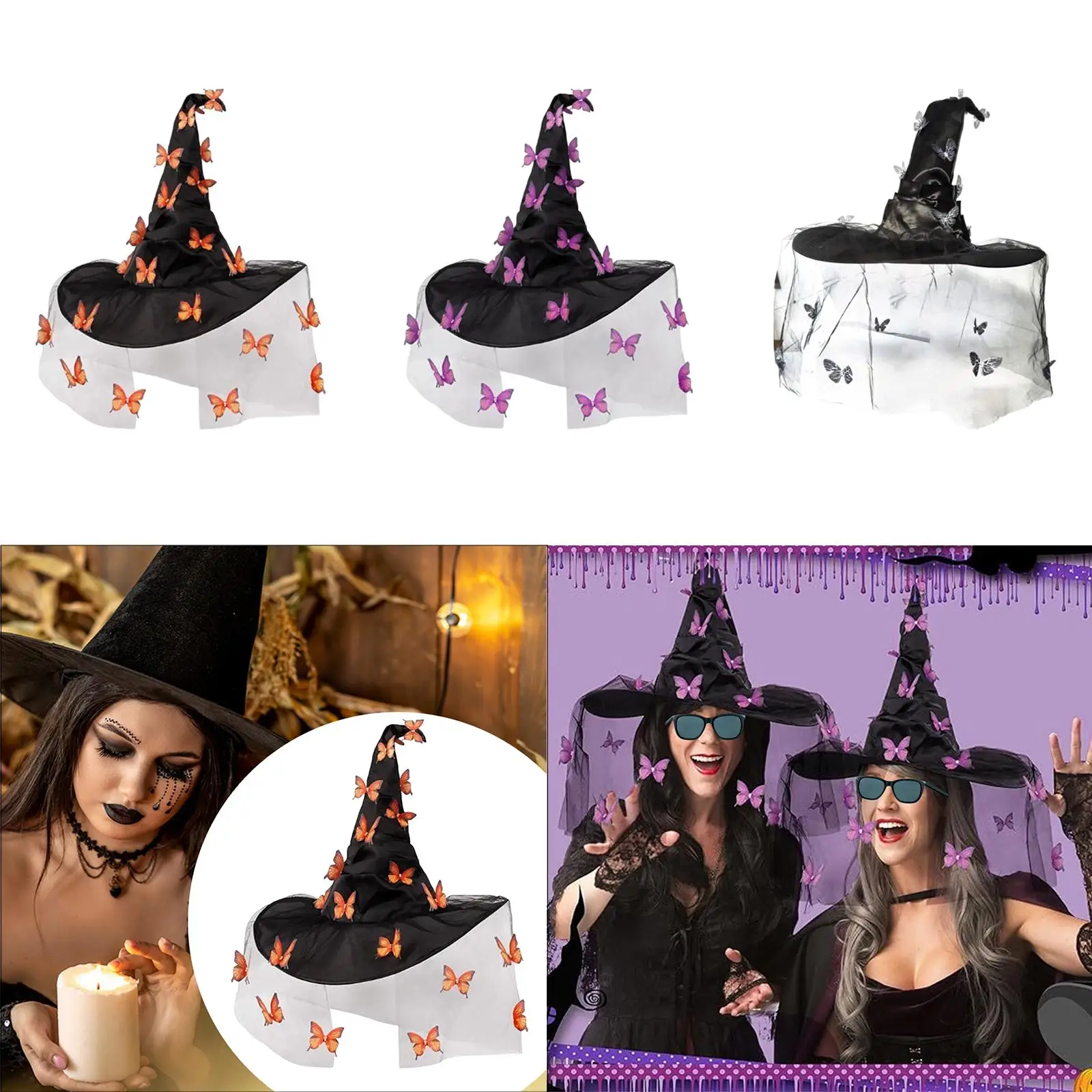 Akcesoria do kostiumu czarownicy na Halloween, kapelusz czarownicy, upominki na przyjęcie, przebranie