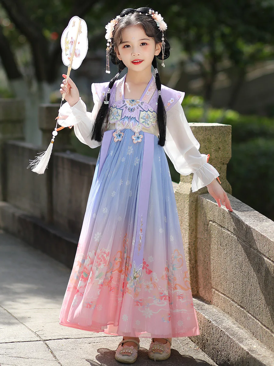 Chinese Traditionele Meisjes Borduren Hanfu Jurk Fee Outfit Voor Meisje Kinderen Chinese Stijl Tang Fotografie Cosplay 2024 Nieuw