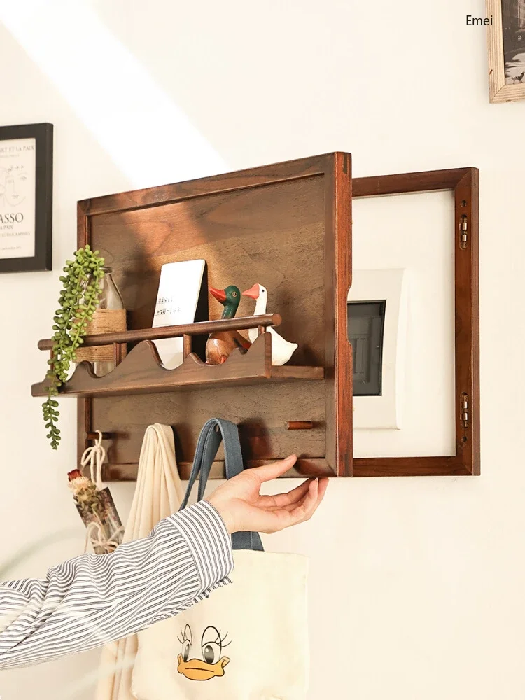 

Solid Wood Wall Covering Decorative Painting Switch Clothes Rack Shelf Chinese Style Decorations