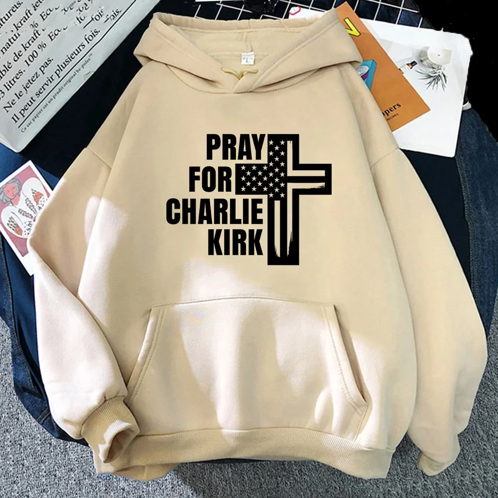 PRAYFOR Charlie Kirk sudaderas con capucha con estampado gráfico sudaderas suaves ropa de lana de manga larga jerseys Harajuku Charlie Kirk