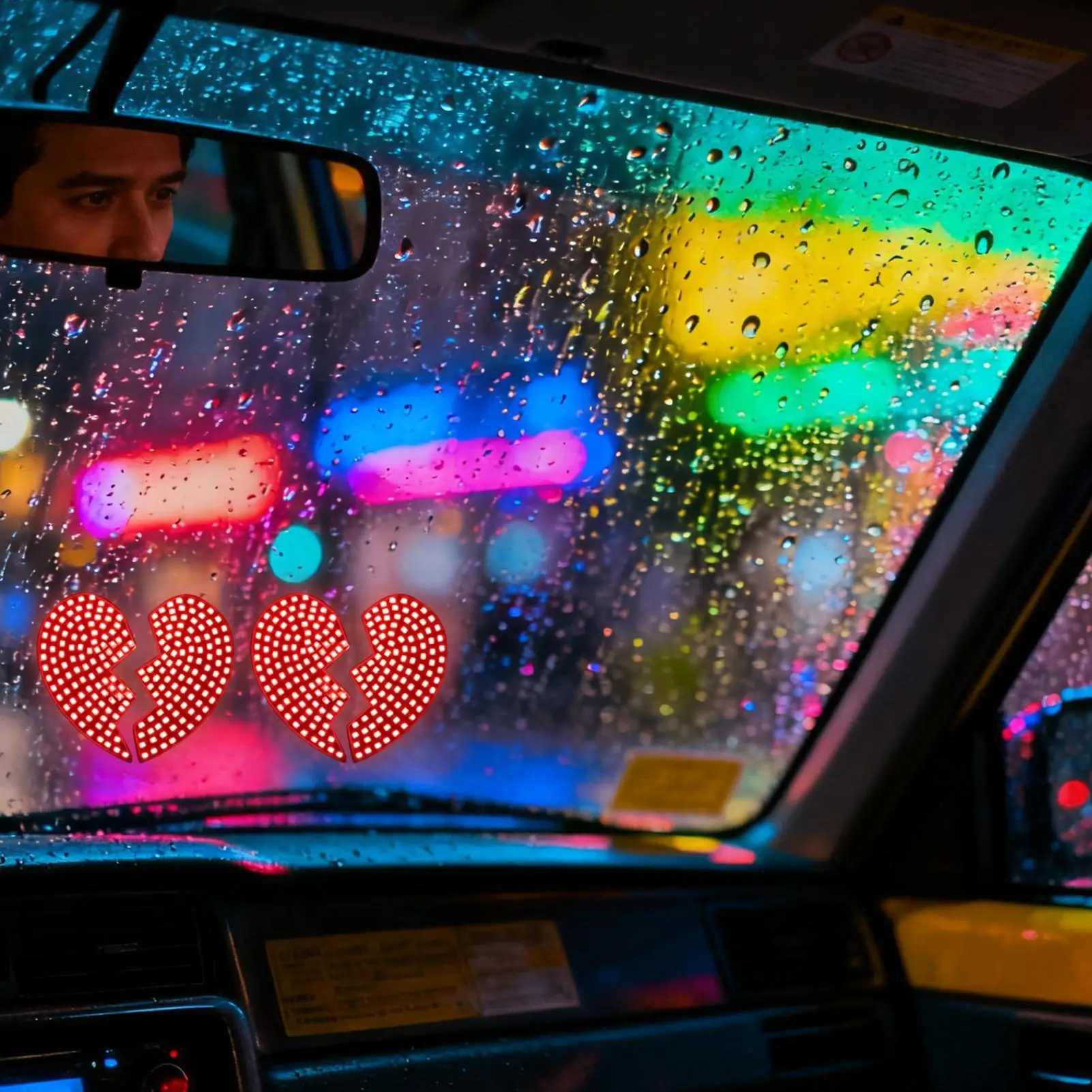 Car LED Ambient Light Love Heart Shape Automotive Decoration Car Back Window Warning Light For SUV RV Sedan Truck Minivan Van