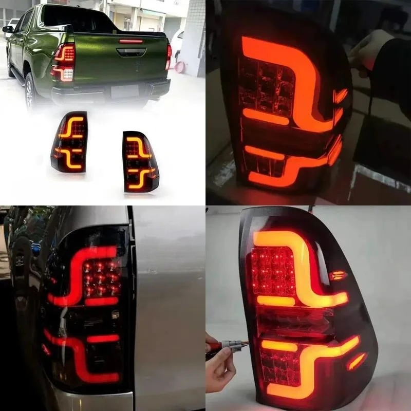 Auto Tail Lamp Assembly Modified LED Dynamic Taillights Turn Signal Running Lights Red New for Hilux Vigo 2015-2016