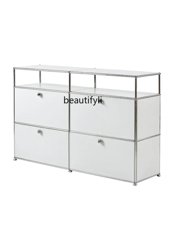 

Stainless Steel Module Combination Storage Cabinet Living Room Small Apartment Sideboard Cabinet