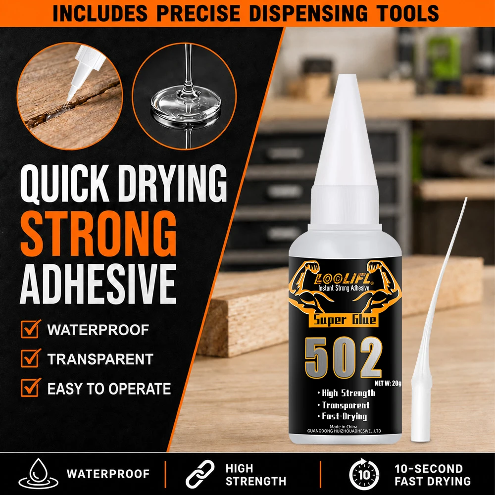 20g 502 Strong Super Glue for Multiple Uses, Ultra-Fast and Strong Adhesive Super Glue, Used for Hard Plastics, Diy, Crafts, and Model Repair