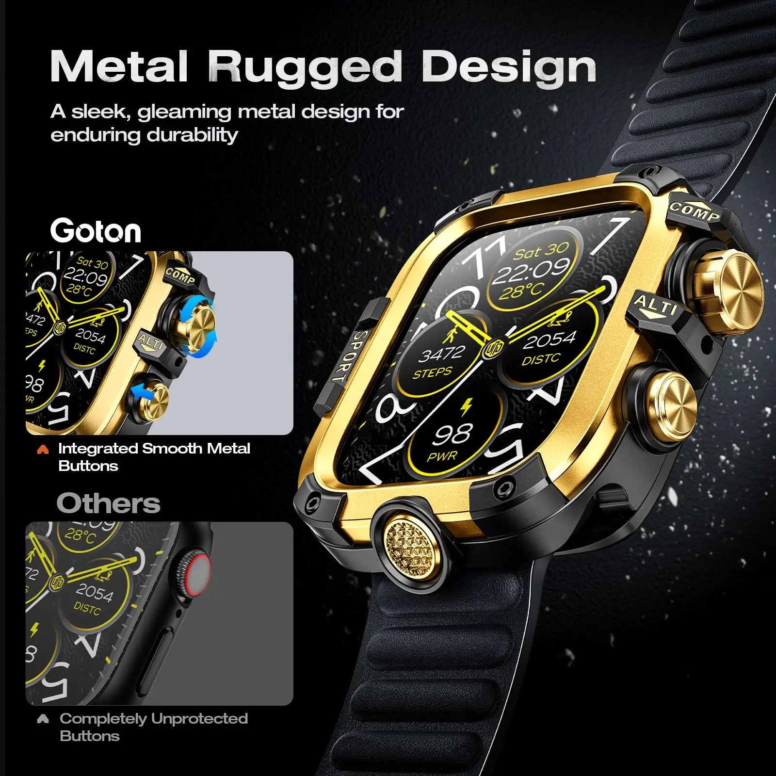 Waterproof Metal Bumper Case For Apple Watch Ultra 49mm 46mm 45mm 44mm Protector Cover With Film For iWatch Series 10 9 8 7 6 SE