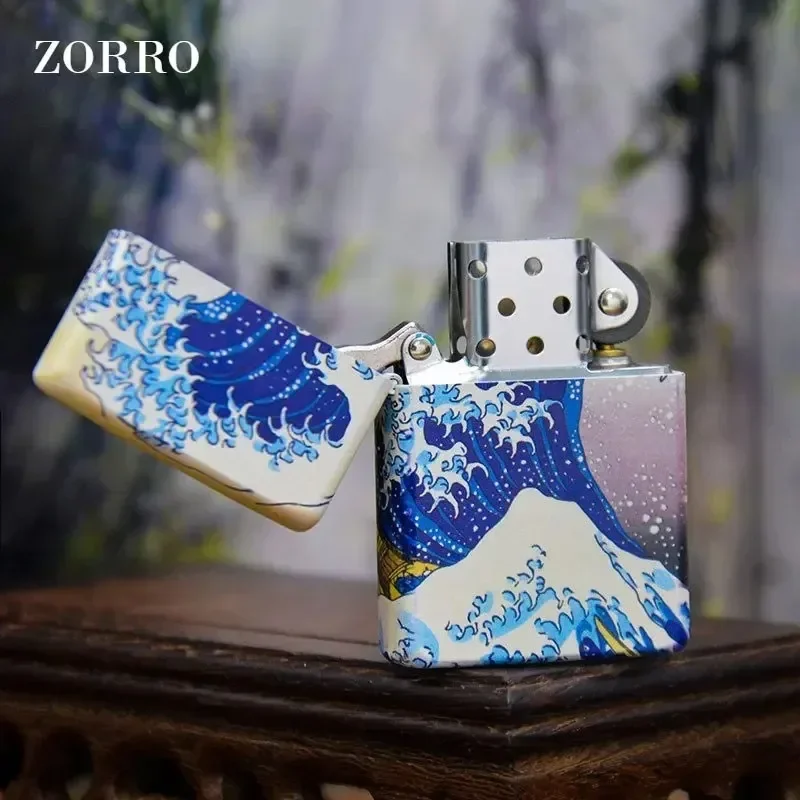 ZORRO  kerosen lighter, painted windproof grinding wheel lighter, multiple patterns available for selection and customization