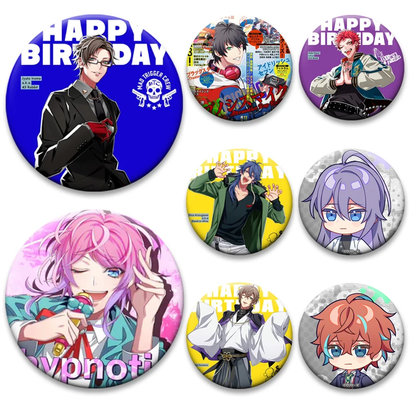 Anime Hypnosis Microphone Brooches Pins Yamada Ichiro Aohitsugi Samatoki Busujima Mason Rio Amemura Ramuda Badge Bag Accessories