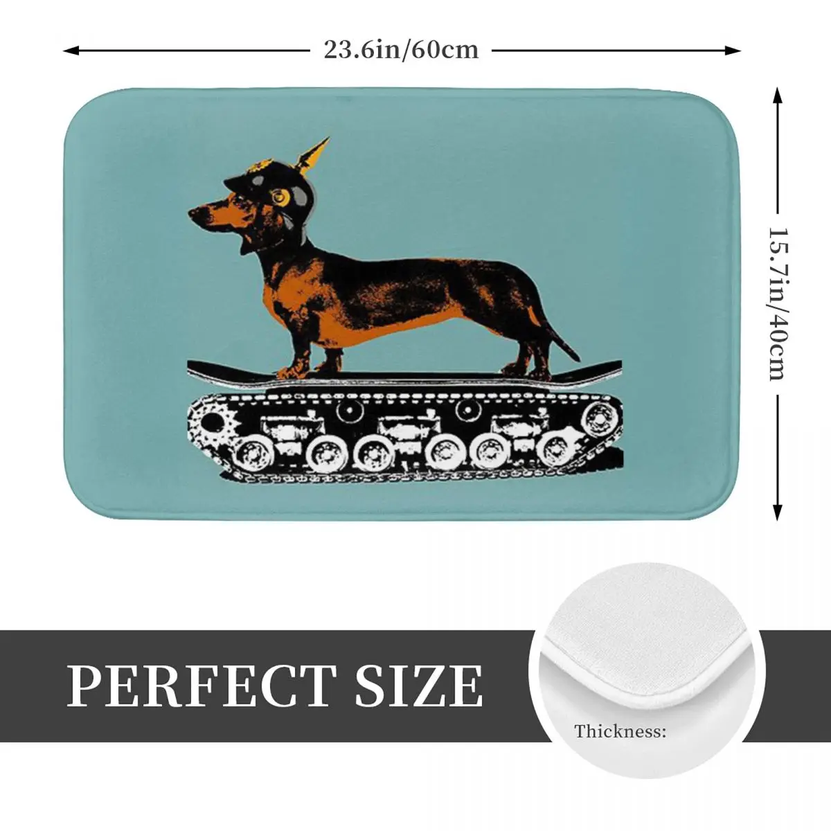 Dachshund Tank Commander Doormat Non-slip Super Absorbent Bath Mat Home Entrance Rugs Kitchen Living Room Carpet Hallway Footpad