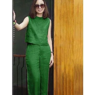 

Svel Women's Sports Suit ort T-irt Long Pants Commute Sle Summer Faion Set Adult Pure Color Casual Work Outfit