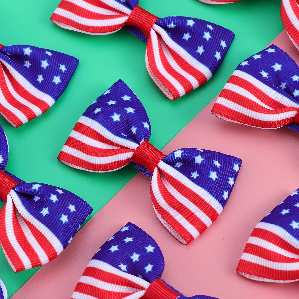 

10Pcs America Flag Hair Clip Kids Bowknot Hairpins Red Patriotic Hair Accessories Independence Day 4th of July National Day