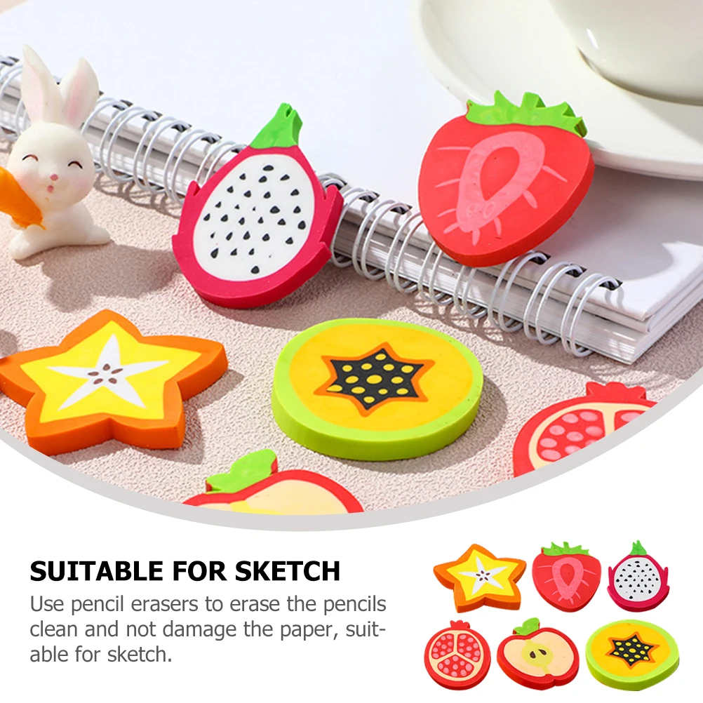 

Fruit Eraser Cute Erasers for Drawing Cartoon School Pencils Kawaii Food Office
