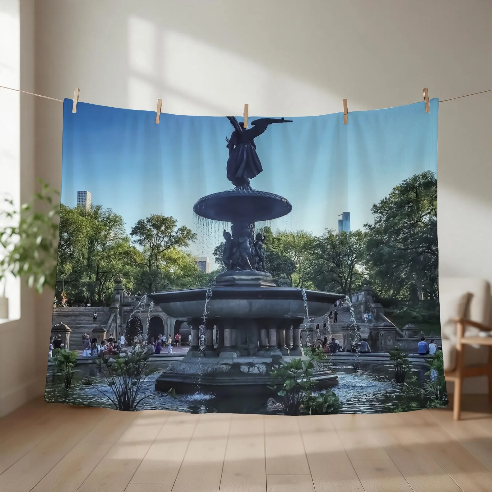 Bethesda Fountain, Central Park, NYC Throw Blanket couch cozy soft plush fuzzy picnic outdoor blanket