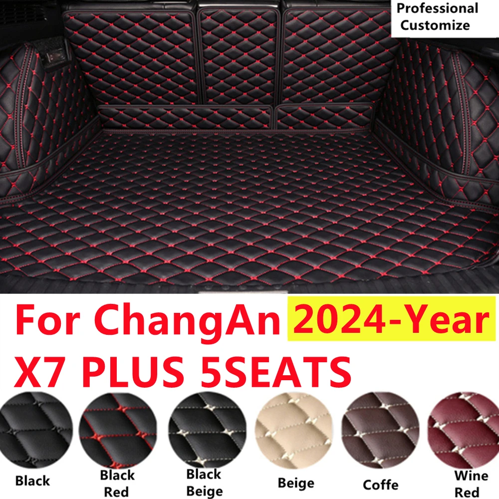 

SJ Full Set Custom Fit For ChangAn X7 PLUS 5SEATS 2024 Auto Fittings Car Trunk Mat Tail Boot Tray Liner Rear Cargo XPE Leather