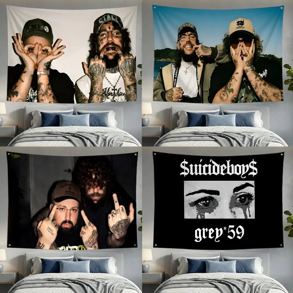 Band Music Rap Suicideboys Flags Lightweight no edging four rings hanging for indoor and outdoor decor