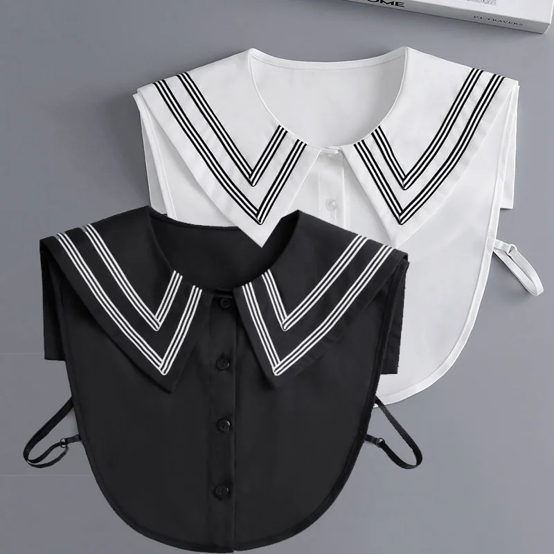 New Women White Black Detachable Lapel Fake Collar Shirt Plaid Ruffles False Collar Woman Removable False Blouse Nep Kraagie