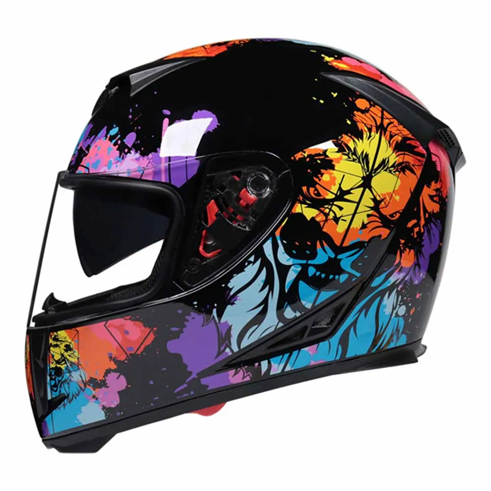 Colorful Lion Wear-Resistant Motocross Kask Anti-Fall Motorcycles Accessories Breathable Head Protection Full Face Biker Helmets