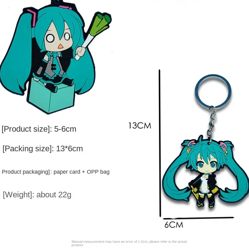 Llaveros de PVC Hatsune Miku, figura de Anime, lindo colgante, cantante Virtual, moda Kawaii, llavero de goma suave, decoración Kawaii, regalos para fanáticos