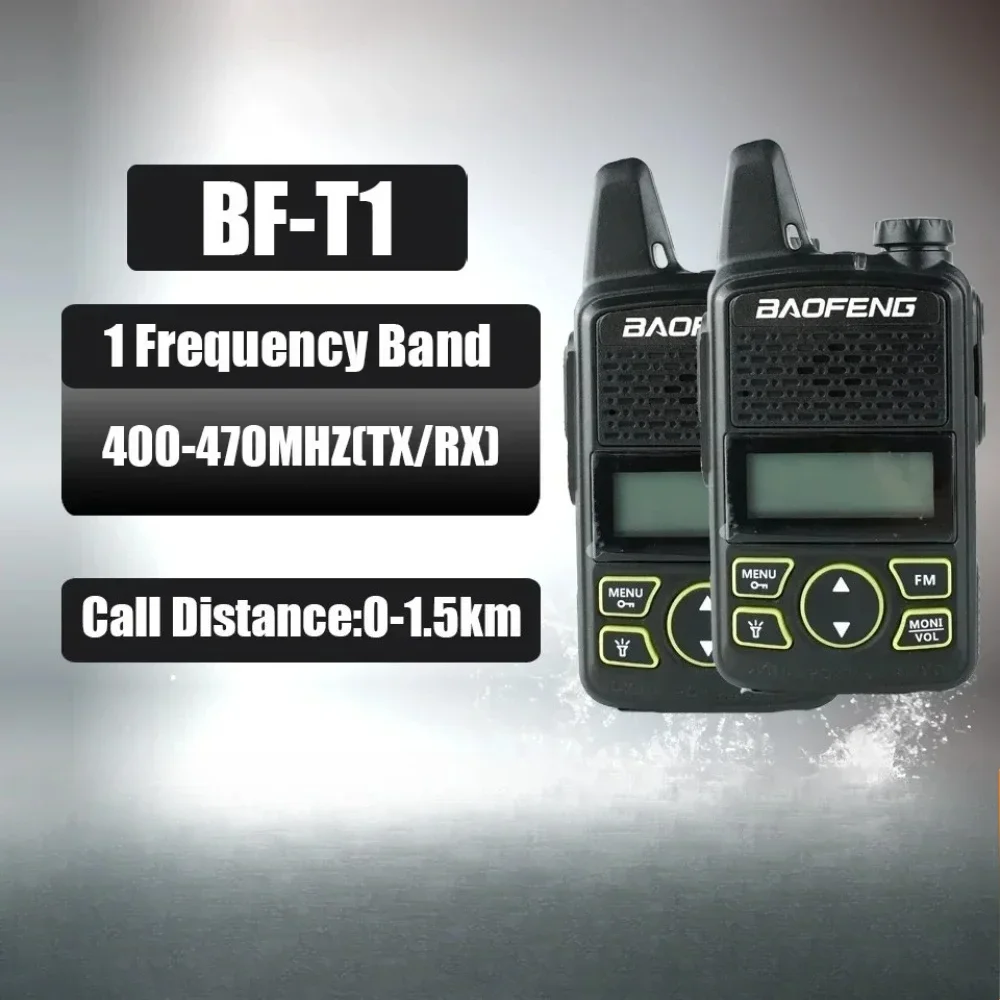 Официальный магазин Baofeng, 2 шт., мини-рация BF-T1, UHF USB-зарядное устройство, портативное двустороннее радио 5 Вт, 1500 мАч, подарки для детей, карманное радио