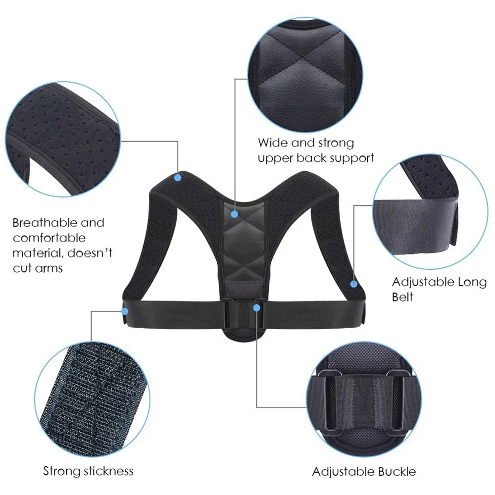 Women Back Shoulder Posture Corrector Adjustable Belt Spine Support Sport Back Neck Brace Posture Correction Support Belt