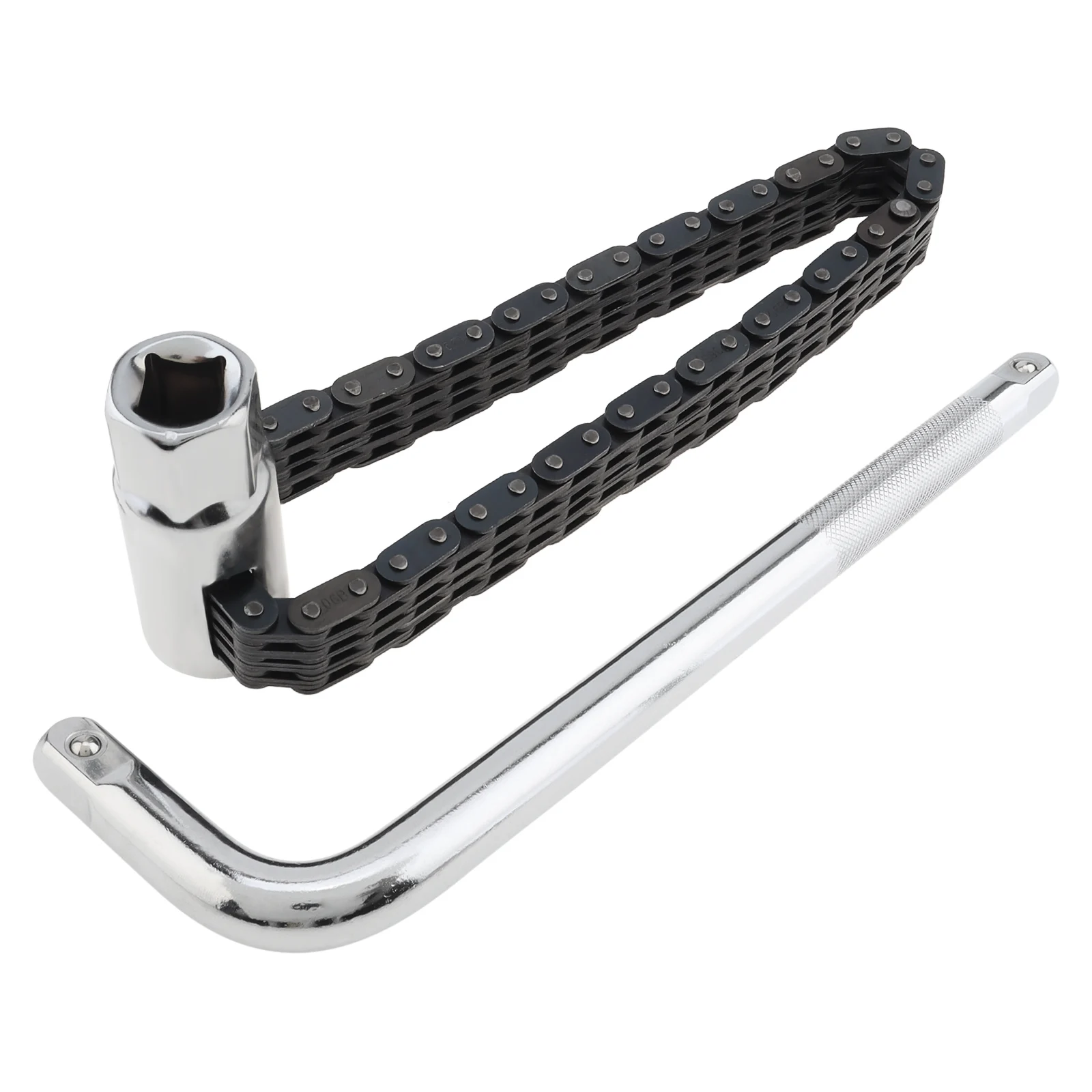 

Adjustable Car Engine Oil Filter Chain Grip Wrench Spanner Remover Tool Hexagonal Sleeve Car Repair Tool with 1/2 Inch Bent Rod