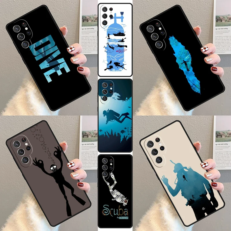 

Scuba Diver Bubble Phone Case For Samsung Galaxy S23 S21 S20 FE S24 S25 S22 Ultra Note 10 20 Plus Silicone Cover